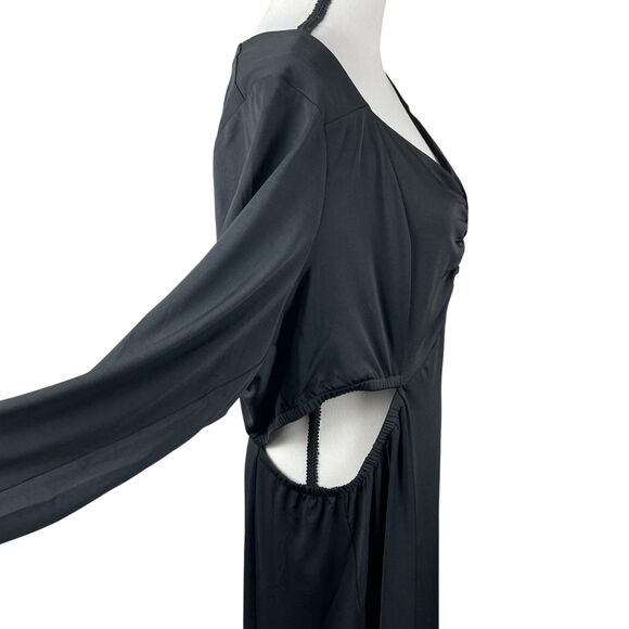 Torrid Women's Maxi Studio Dress Plus Size 2X Black Side Cut Out Long Sleeve - Picture 7 of 14
